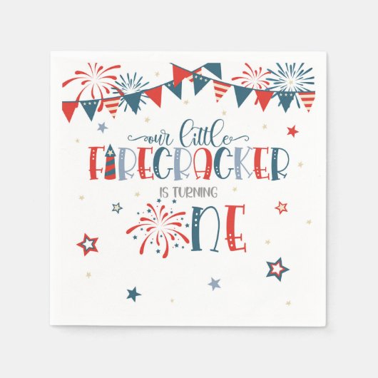 Onze Kleine Firecracker 1e Verjaardagspapier Servet (Voorkant)