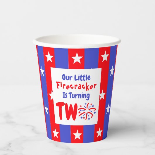 Onze kleine Firecracker 2de verjaardag Papieren Bekers (Voorkant)