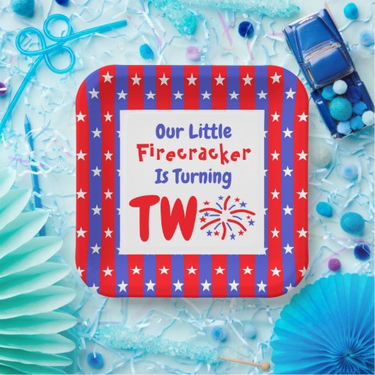 Onze kleine Firecracker 2de verjaardag Papieren Bordje (Feest)