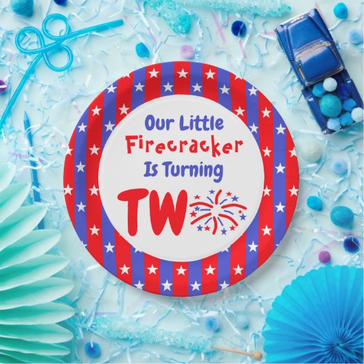 Onze kleine Firecracker 2de verjaardag Papieren Bordje (Feest)