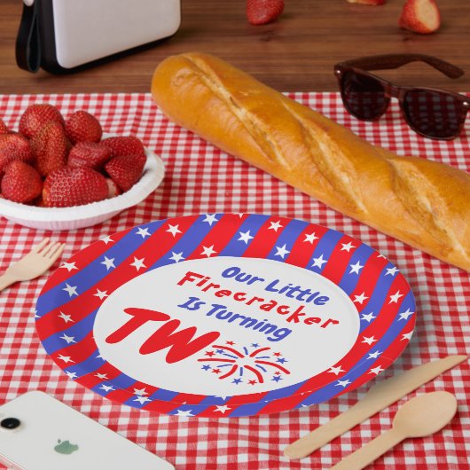 Onze kleine Firecracker 2de verjaardag Papieren Bordje (Picknick)