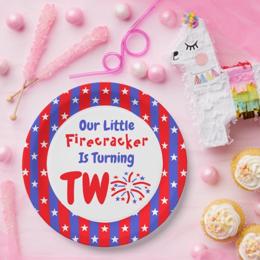 Onze kleine Firecracker 2de verjaardag Papieren Bordje (Feest)