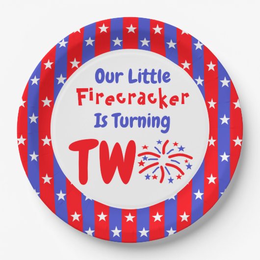Onze kleine Firecracker 2de verjaardag Papieren Bordje (Voorkant)