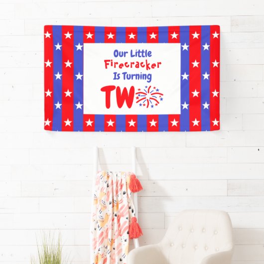 Onze kleine Firecracker 2de verjaardag Spandoek (Insitu)