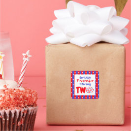 Onze kleine Firecracker 2de verjaardag Vierkante Sticker