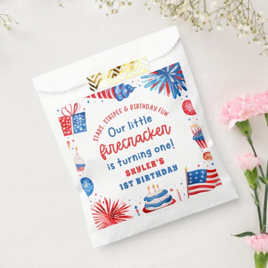 Onze Kleine Firecracker 4 juli 1 Verjaardag Bedankzakje