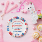 Onze Kleine Firecracker 4 juli 1 Verjaardag Papieren Bordje (Feest)