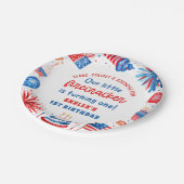 Onze Kleine Firecracker 4 juli 1 Verjaardag Papieren Bordje (Gekanteld)