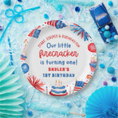 Onze Kleine Firecracker 4 juli 1 Verjaardag Papieren Bordje (Feest)