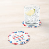 Onze Kleine Firecracker 4 juli 1 Verjaardag Ronde Kartonnen Onderzetter (Insitu)