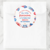 Onze Kleine Firecracker 4 juli 1 Verjaardag Ronde Sticker (Tas)