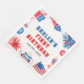 Onze Kleine Firecracker 4 juli 1 Verjaardag Servet (Hoek)