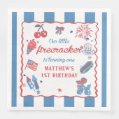 Onze Kleine Firecracker 4 juli 1 Verjaardag Servet (Voorkant)