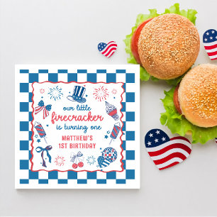 Onze Kleine Firecracker 4 juli 1 Verjaardag Servet