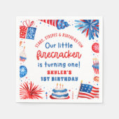 Onze Kleine Firecracker 4 juli 1 Verjaardag Servet (Voorkant)