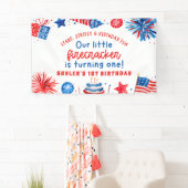 Onze Kleine Firecracker 4 juli 1 Verjaardag Spandoek (Insitu)
