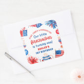 Onze Kleine Firecracker 4 juli 1 Verjaardag Vierkante Sticker (Envelop)