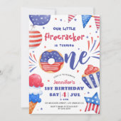 Onze Kleine Firecracker 4th Juli 1st Verjaardag Kaart (Voorkant)