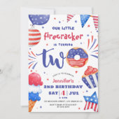 Onze Kleine Firecracker 4th juli 2nd Verjaardag Kaart (Voorkant)