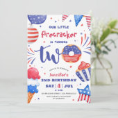Onze Kleine Firecracker 4th juli 2nd Verjaardag Kaart (Staand voorkant)