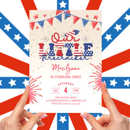 Onze Kleine Firecracker Cream 1e Verjaardagsfeestj Kaart