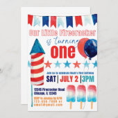 Onze kleine Firecracker draait één uitnodiging (Voorkant / Achterkant)