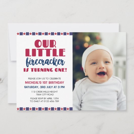 Onze kleine Firecracker draait één uitnodiging (Voorkant)