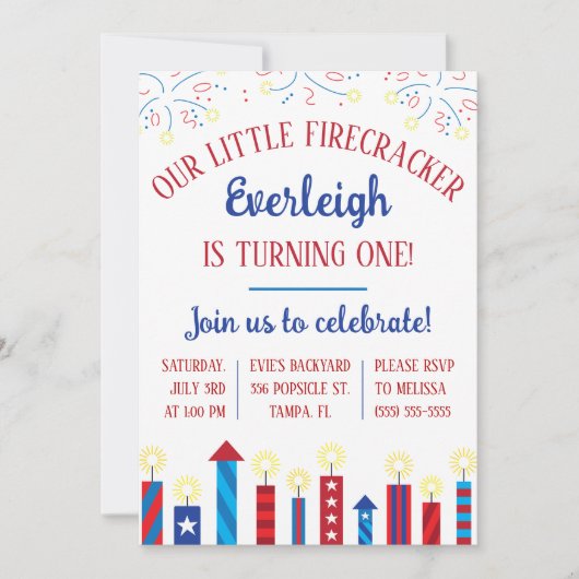 Onze Kleine Firecracker is Draaien Een! Birthday Kaart (Voorkant)