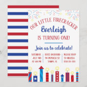 Onze Kleine Firecracker is Draaien Een! Birthday Kaart (Voorkant / Achterkant)