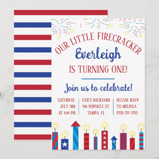 Onze Kleine Firecracker is Draaien Een! Birthday Kaart (Voorkant / Achterkant)