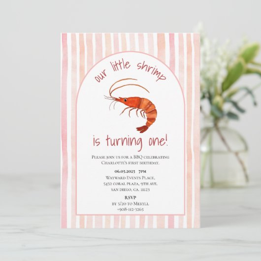 Onze kleine garnaal draait één Waterverf Kaart (Staand voorkant)