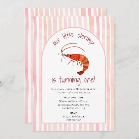 Onze kleine garnaal draait één Waterverf Kaart (Voorkant / Achterkant)