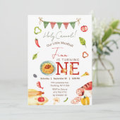 Onze kleine gehaktbal 1e verjaardag kaart (Staand voorkant)