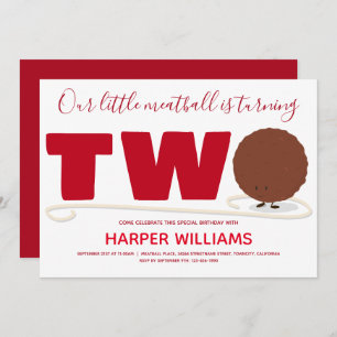 Onze kleine gehaktbal die twee tweede verjaardag w kaart