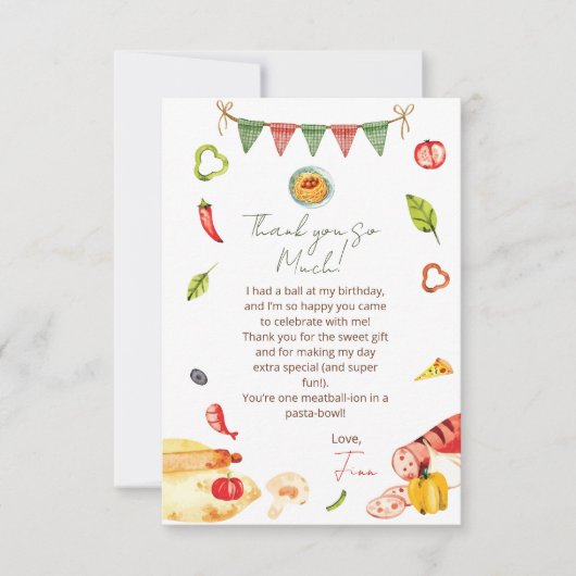 Onze Kleine Gehaktbal Verjaardag Bedankkaart (Voorkant)