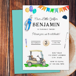 Onze Kleine Golfer Blauwe Karretje Hoed Kinderen G Kaart