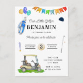 Onze kleine Golfer Blue Cart Pet Kinder Golfverjaa Briefkaart (Voorkant)