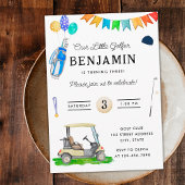 Onze kleine golfer gele kar Kinder golfverjaardag Kaart