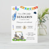 Onze kleine golfer groene kar Kinder golfverjaarda Kaart (Staand voorkant)