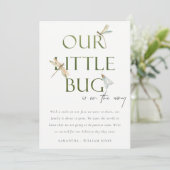 Onze kleine groene dragonfly Baby aankondiging (Staand voorkant)