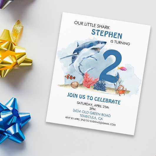 Onze Kleine Haai Verjaardag Leeftijd Aquarel Budge