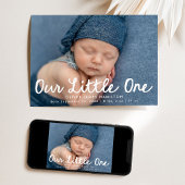 Onze Kleine Handgeschreven Script Foto Geboorte Aankondiging