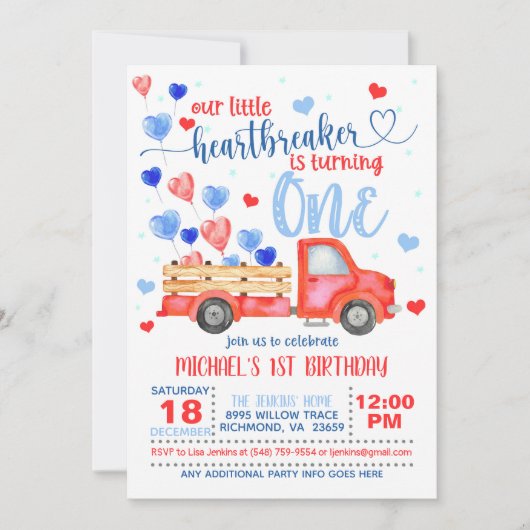 Onze kleine hartbreker draait één uitnodiging om (Voorkant)