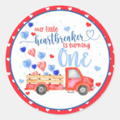 Onze kleine hartbreker draait om een ticker ronde sticker (Voorkant)