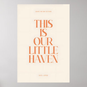 Onze Kleine Haven Typografie Print, Oranje Serif o Poster
