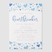 Onze kleine Heartbreaker Blue Valentijn Baby showe Vellum Uitnodigingen (Voorkant)