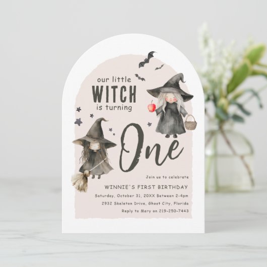Onze kleine heks | Eerste verjaardagsfeestje Kaart (Staand voorkant)