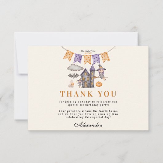 Onze kleine heks wordt één bedankkaart (Voorkant)