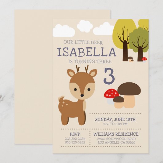 Onze kleine herten verjaardagsfeestje uitnodiging (Voorkant / Achterkant)