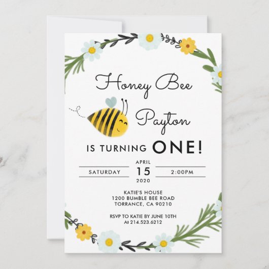 Onze Kleine Hone Bee Eerste Verjaardagsuitnodiging Kaart (Voorkant)